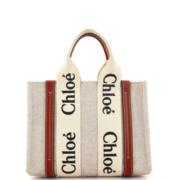 Chloe Woody Tote Canvas with Leather Small