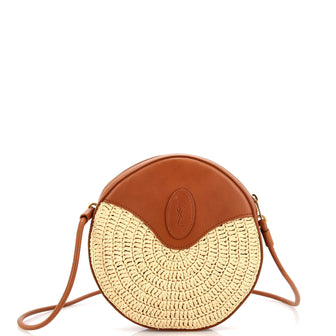 Saint Laurent Monogram Round Camera Bag Raffia and Leather