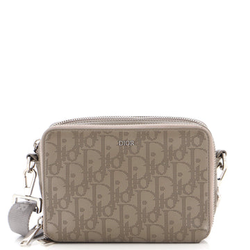 Christian Dior Double Zip Crossbody Pouch Oblique Galaxy Leather