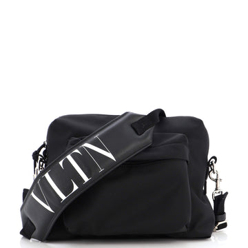 Valentino Garavani VLTN Front Pocket Messenger Bag Nylon with Leather Small