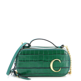 Chloe C Vanity Bag Crocodile Embossed Leather Mini
