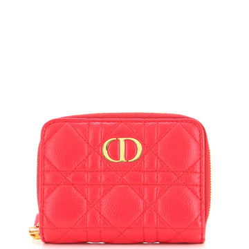 Christian Dior Caro Zipped Wallet Cannage Quilt Grained Calfskin Compact