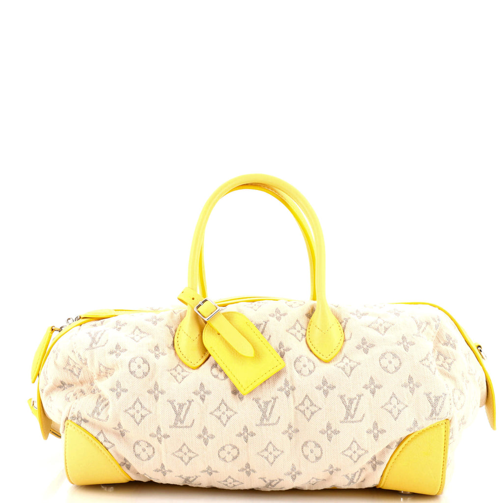 Louis Vuitton, Bags, Louis Vuitton Monogramdenim Speedy Round Hand Bag  Duffle Bag Whiteblue