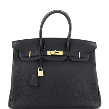 Hermes Birkin Handbag Black Togo with Gold Hardware 35