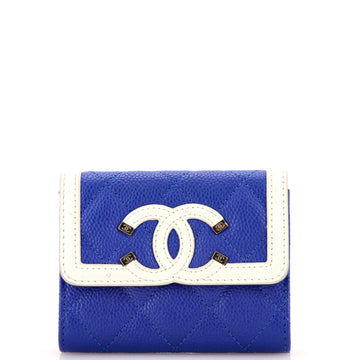 Chanel Filigree Flap Coin Purse Quilted Caviar