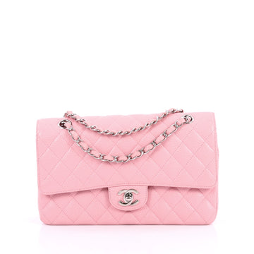 Chanel Classic Double Flap Bag Quilted Caviar Medium Pink