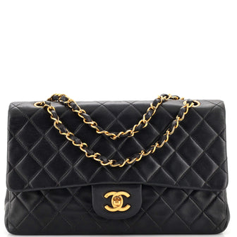 Chanel Vintage Classic Double Flap Bag Quilted Lambskin Medium