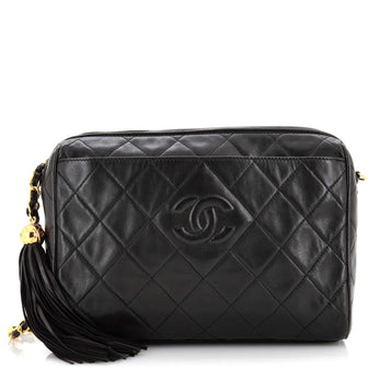 Chanel Vintage Black Quilted Lambskin CC Camera Bag Gold Hardware