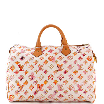 Louis Vuitton, Bags, Louis Vuitton Speedy 35 Aquarelle White Handbag