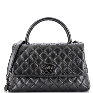 Chanel Coco Top Handle Bag Quilted Aged Calfskin Small