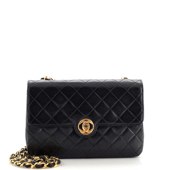 Chanel Vintage Chanel Black Quilted Lambskin Leather Mini Chain