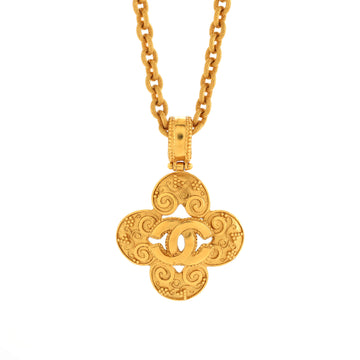 Chanel Vintage CC Cross Pendant Necklace Metal