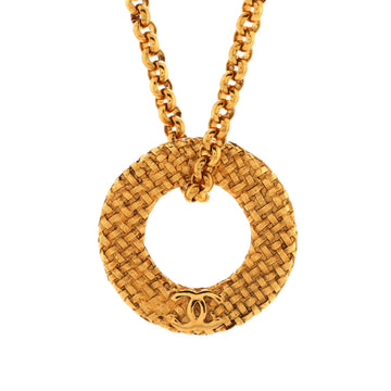 Chanel Vintage Woven Circle Pendant Necklace Metal