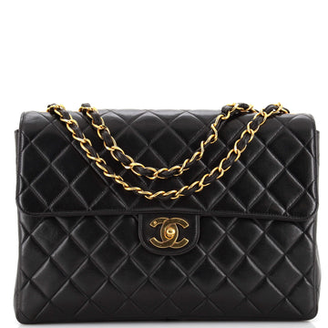 Chanel Vintage Classic Single Flap Bag Quilted Lambskin Jumbo