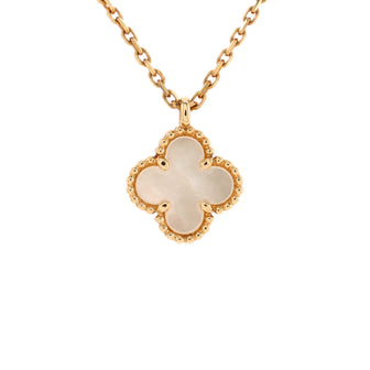 Van Cleef & Arpels Sweet Alhambra Pendant Necklace 18K Yellow Gold and Mother of Pearl