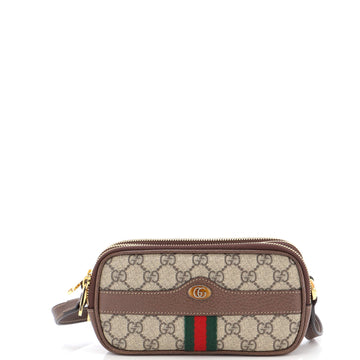 Gucci Ophidia Triple Zip Crossbody Bag GG Coated Canvas Mini