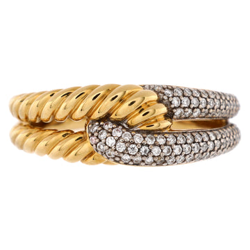 David Yurman Labyrinth Single Loop Ring 18K Yellow Gold with Diamonds