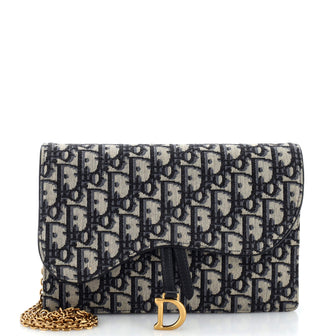 Christian Dior Saddle Chain Clutch Oblique Canvas