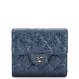 Chanel Blue Classic Compact Wallet On Chain