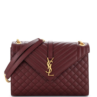 Saint Laurent Classic Monogram Envelope Satchel Matelasse Chevron Leather Large
