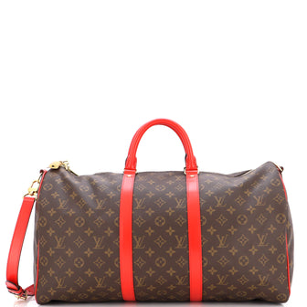 Louis Vuitton Brown Monogram Coated Canvas Leather Keepall 50