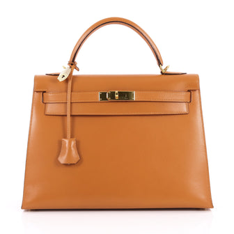 Hermes Kelly Handbag Orange Boxcalf with Gold Hardware 2230801