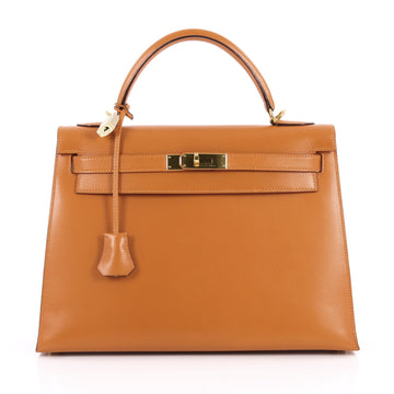 Hermes Kelly Handbag Orange Boxcalf with Gold Hardware 2230801