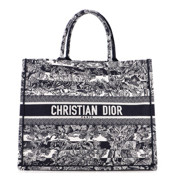 Christian Dior Book Tote Embroidered Canvas Large