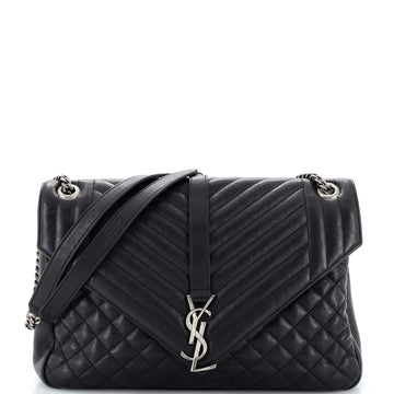 Saint Laurent Classic Monogram Slouchy Envelope Satchel Mixed Matelasse Leather Large