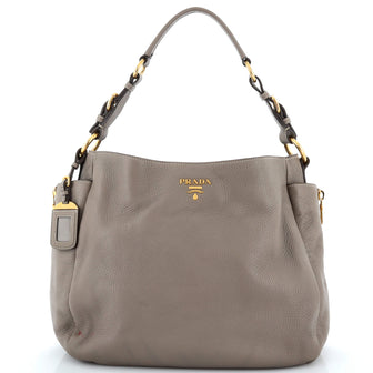 Prada Side Pocket Zip Hobo Vitello Daino Large
