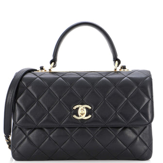 Chanel Trendy CC Top Handle Bag Quilted Lambskin Medium Black 2231161