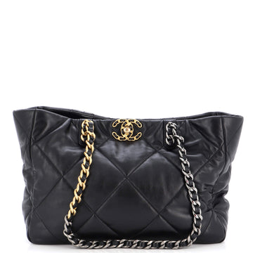 Chanel 19 Shopping Bag Quilted Leather East West