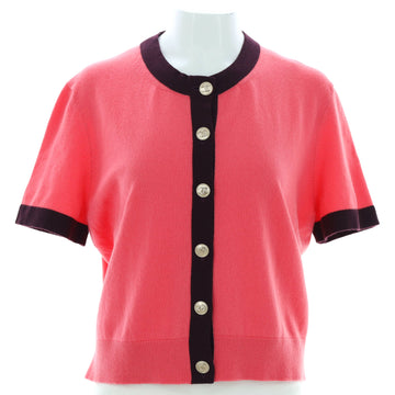 Chanel Women's Bicolor Short Sleeve Crewneck Cardigan Cashmere