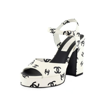 Chanel Women's Coco Beach Heeled Sandals Printed Leather