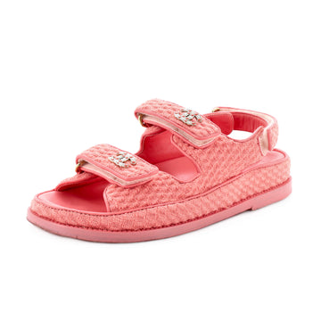 Chanel Women's Velcro Dad Sandals Knit Fabric