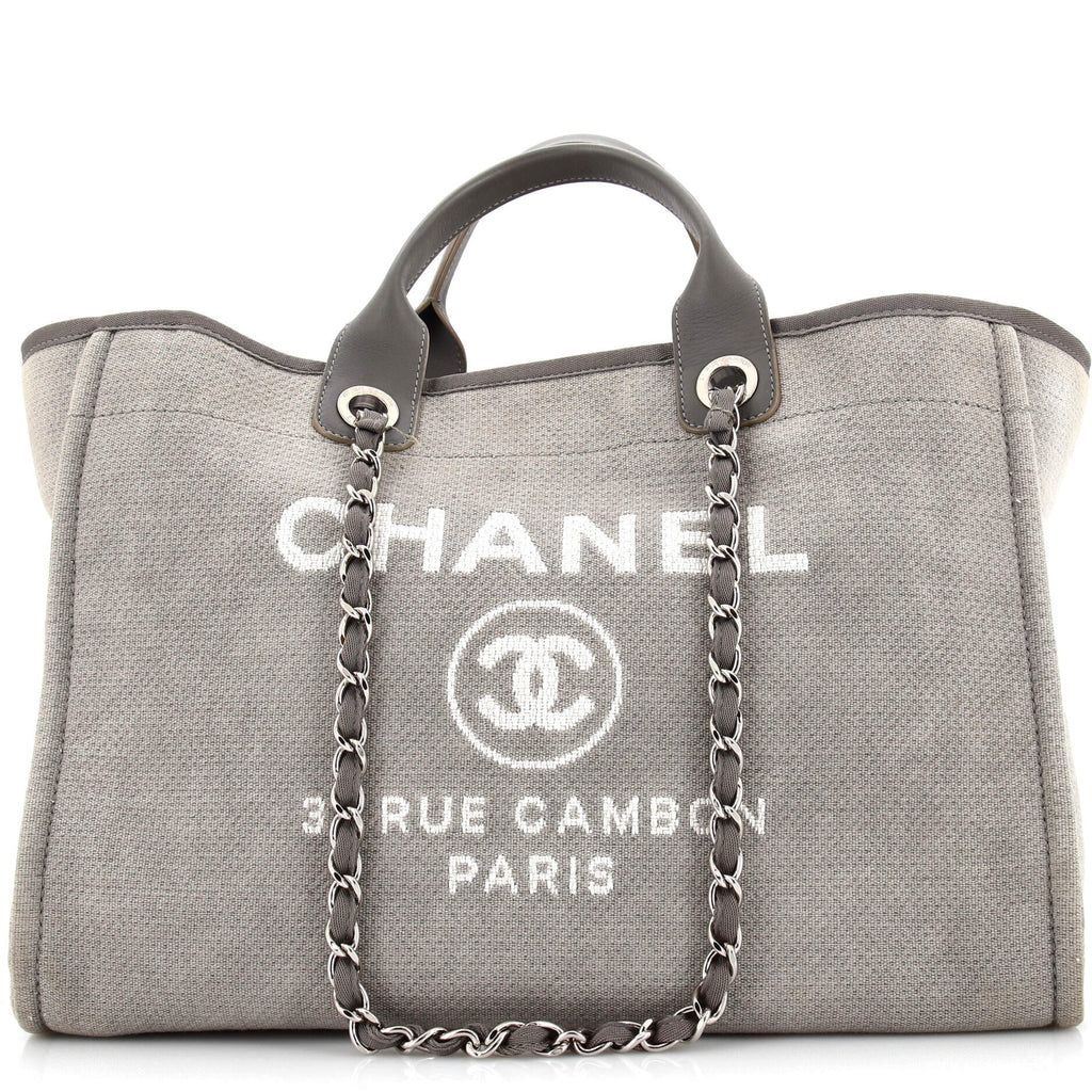 Chanel Deauville Tote Canvas Medium Gray 2231517