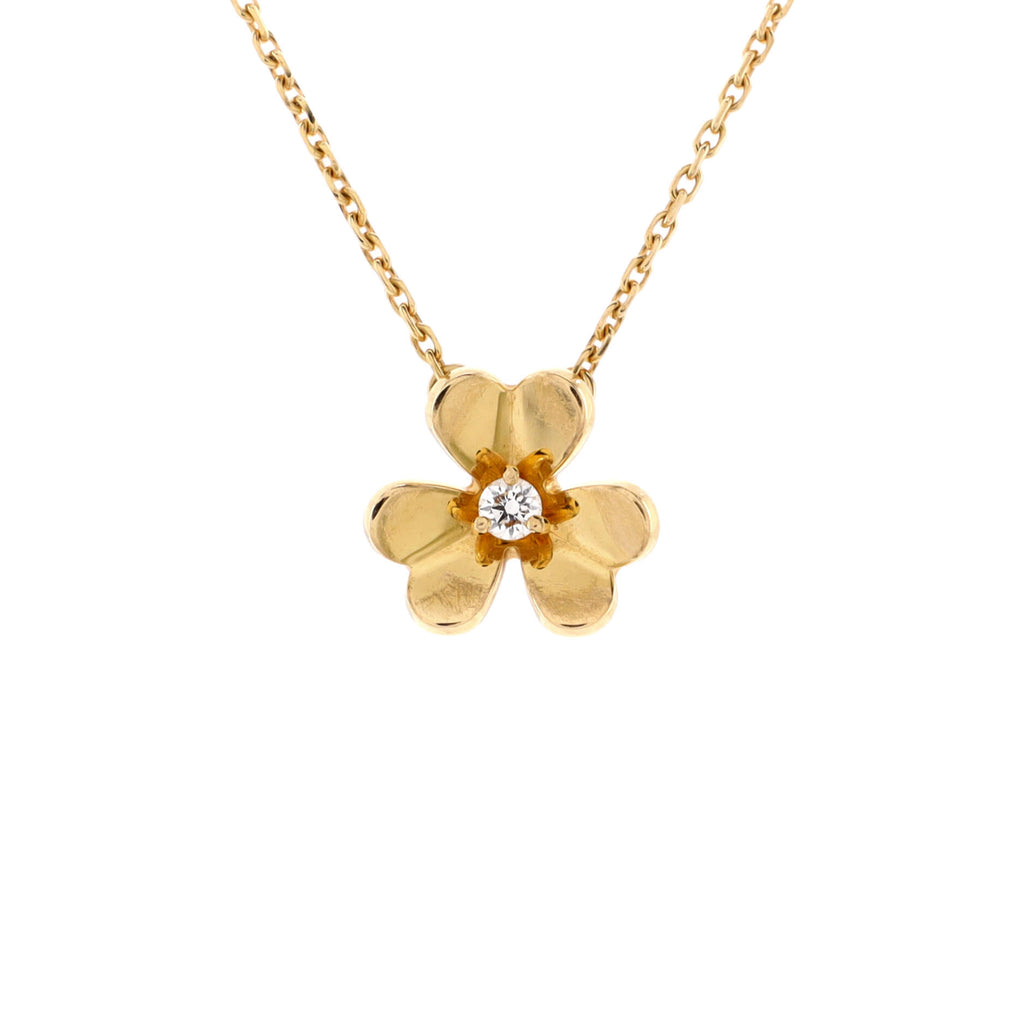 VAN CLEEF & ARPELS 18K YELLOW GOLD MINI FRIVOLE FLOWER AU750 NECKLACE  DIAMOND