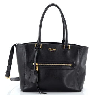 Prada Front Pocket Convertible Tote Glace Calf Small