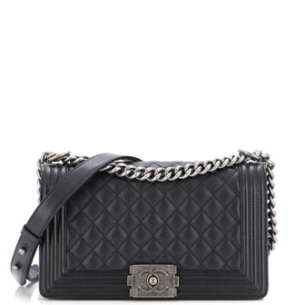 Chanel Boy Flap Bag Quilted Caviar Old Medium Black 2231972