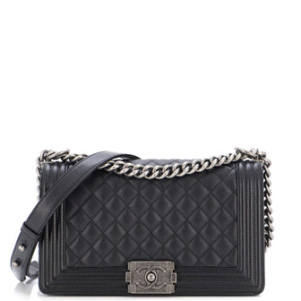 Chanel Boy Flap Bag Quilted Caviar Old Medium