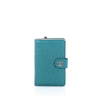 Chanel CC Flap Wallet Camellia Lambskin Small Blue