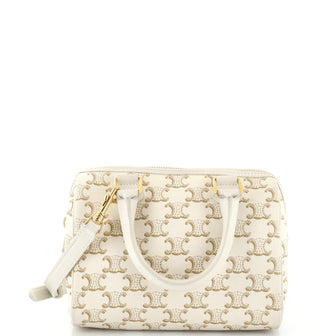 Celine Boston Bag Triomphe Coated Canvas Small