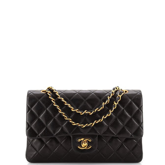 Chanel Vintage Classic Double Flap Bag Quilted Lambskin Medium