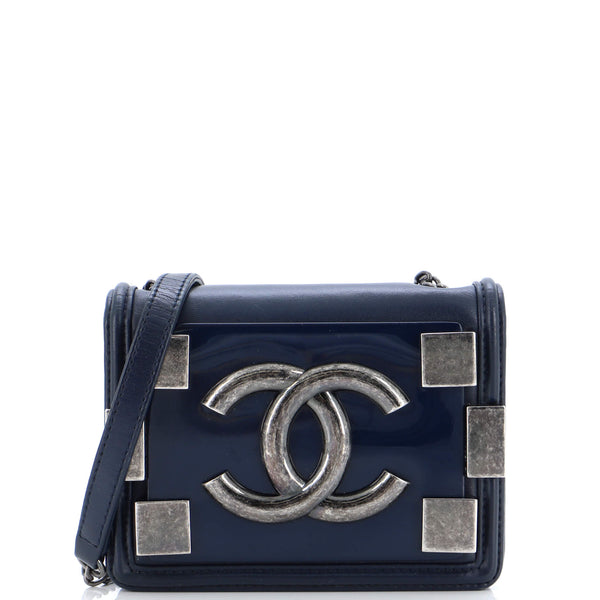 Chanel Boy Brick Flap Bag Lambskin and Plexiglass Mini Blue