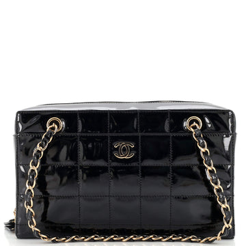 Chanel Chocolate Bar CC Camera Bag Quilted Patent Medium