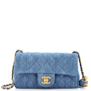 Chanel Pearl Crush Flap Bag Quilted Denim Mini