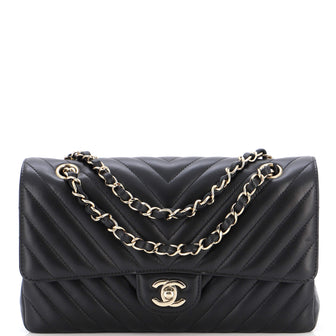 Chanel Classic Double Flap Bag Chevron Lambskin Medium