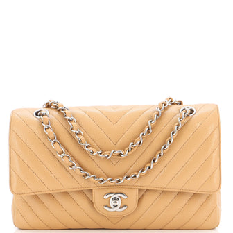 Chanel Classic Double Flap Bag Chevron Caviar Medium