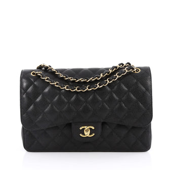 Chanel Classic Double Flap Bag Quilted Caviar Jumbo Black