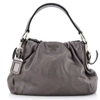 Prada Pleated Hobo Soft Calf Medium